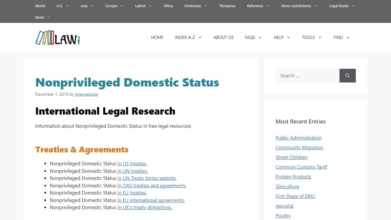 Nonprivileged Domestic Status – World Encyclopedia of Law